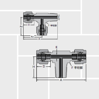 S19 Ferrule three-way, one male NPT thread (TTM, TMT)