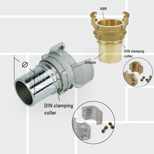 F02 DIN symmetric couplings smooth shank with collar