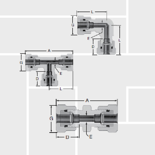 S29 Vacuum fitting, staight, 90°, and three-way