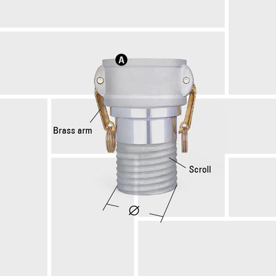 P03 Scroll tail by quick connection, Camlock female coupler