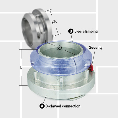 T18 Storz three-clawed connection for large diameters 6-12 in. aluminum