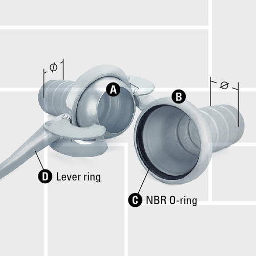 G16 Bauer connection with O-ring and lever ring