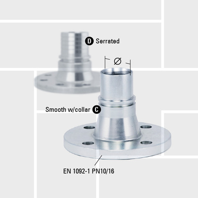 W17 Hose tail by fixed flange EN1092-1 PN10-40 EN14420-4
