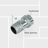 F04 Helical male BSPP helix spiral coupler composite hose assembly