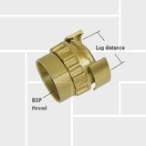 T48 Norwegian coupling by inside thread, brass and aluminum