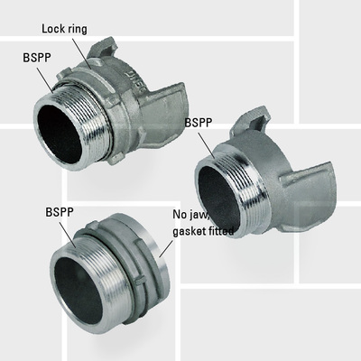 F09 NF Guillemin outside male thread BSPP w. and w/o lock ring and no jaw