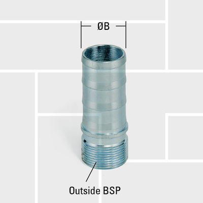 L03 Mortar hose tail by outside thread