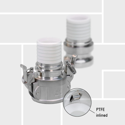 K15 PTFE-inlined 316 cam and groove couplings