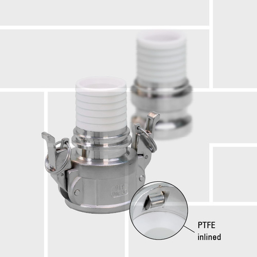 K15 PTFE-inlined 316 cam and groove couplings