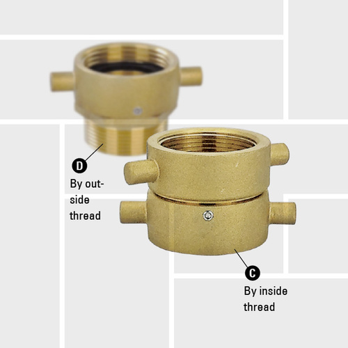 Y02 Pinlug swivel thread fitting female inside outside 360 deg.