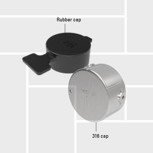 B26 Caps, tank unit in 316, alum, PE & rubber