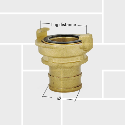 T47 Norwegian coupling by hose tail, brass and aluminum