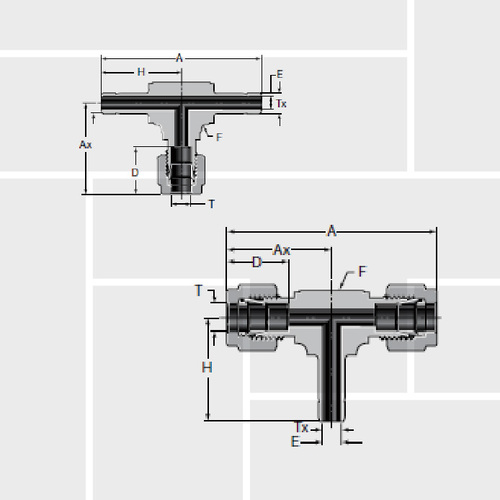 S22 Ferrule three-way, one pipe connection (TTP, TPP, PPT)