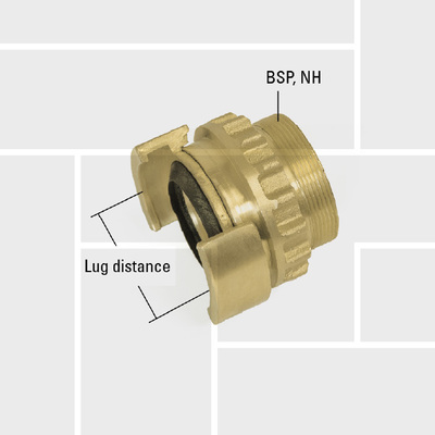 T49 Norwegian coupling by outside thread, brass and aluminum