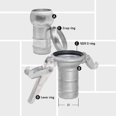 G20 Miller connection with O-ring and lever ring