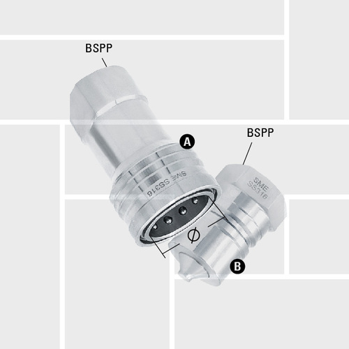 R23 QPA BSPP threaded socket and plug ISO7241A