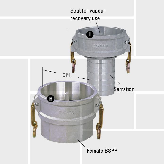 B03 APi couplers for vapour recovery hose tail and BSPP - SME Couplings