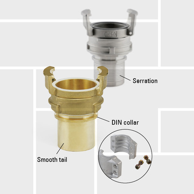 F02 DIN symmetric couplings smooth shank with collar