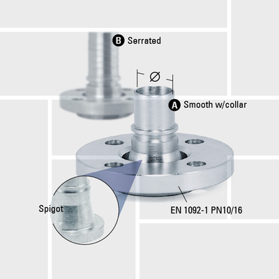 W16 Hose tail by swivel flange EN1092-1 PN10-40 EN14420-4